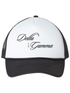 Cursive Delta Gamma Black Trucker Hat