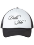 Cursive Delta Zeta Black Trucker Hat