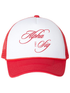 Cursive Alpha Sigma Alpha Red Trucker Hat