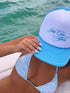 Cursive Zeta Tau Alpha Blue Trucker Hat