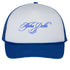 Cursive Alpha Delta Pi Blue Trucker Hat