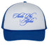 Cursive Theta Phi Alpha Blue Trucker Hat